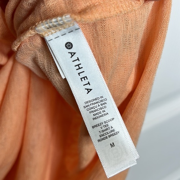 Athleta‎ Breezy Scoop V Neck Tee Women's Size Medium Orange Lightweight Flowey - Picture 8 of 8
